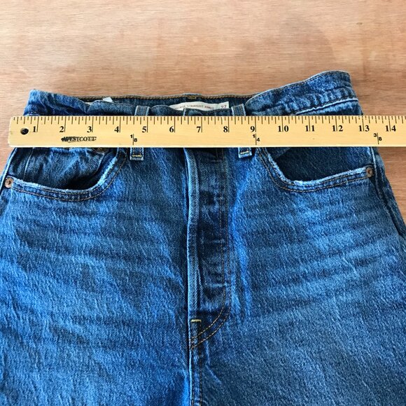 Levi's Ribcage Straight Ankle Jeans Women 27 Blue Button Fly Medium Wash Stretch - Picture 10 of 15